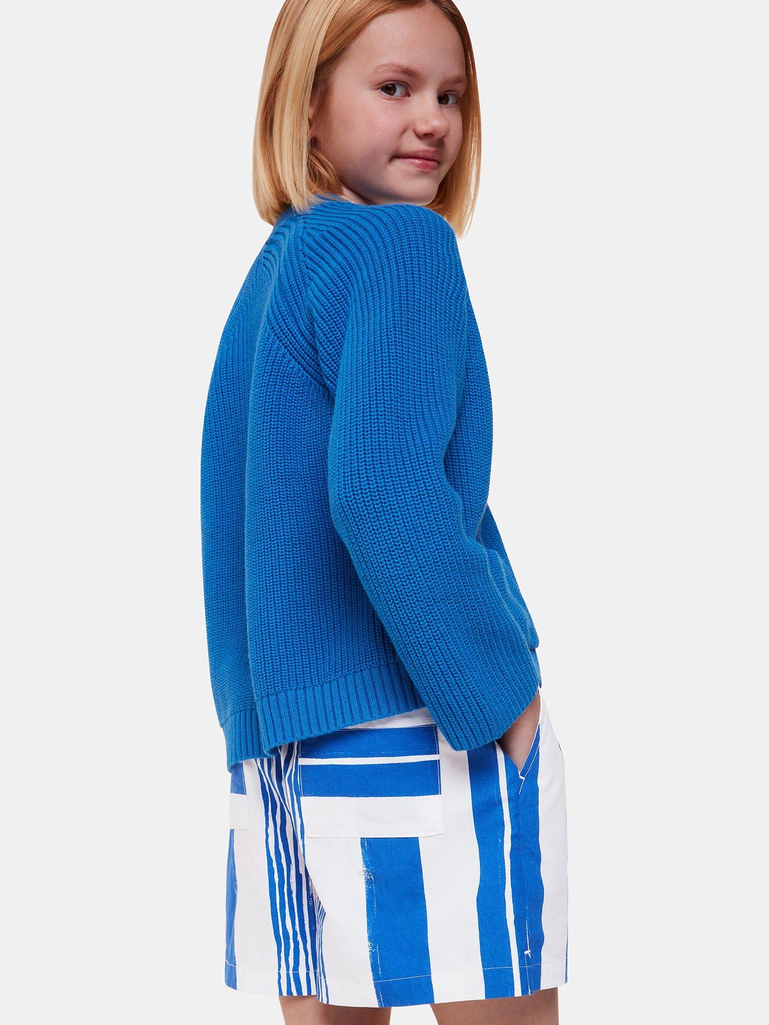 Product image 2 of 6, which shows Whistles Kids' Sammy Stripe Shorts, Blue/White, 7-8 years
