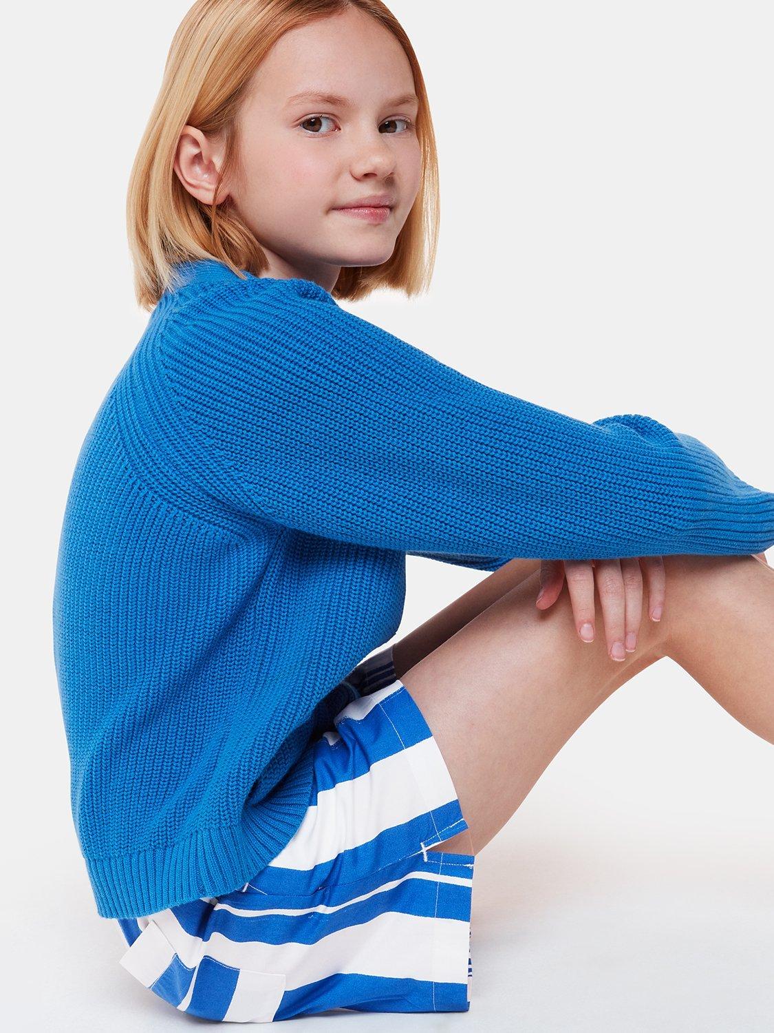 Product image 5 of 6, which shows Whistles Kids' Sammy Stripe Shorts, Blue/White, 7-8 years