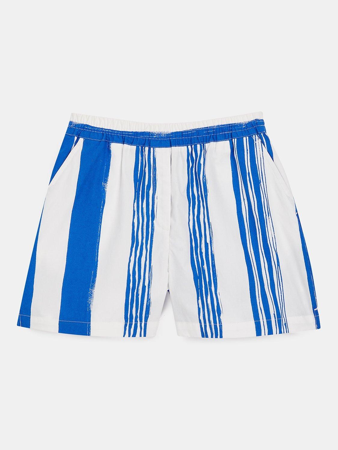 Product image 6 of 6, which shows Whistles Kids' Sammy Stripe Shorts, Blue/White, 7-8 years