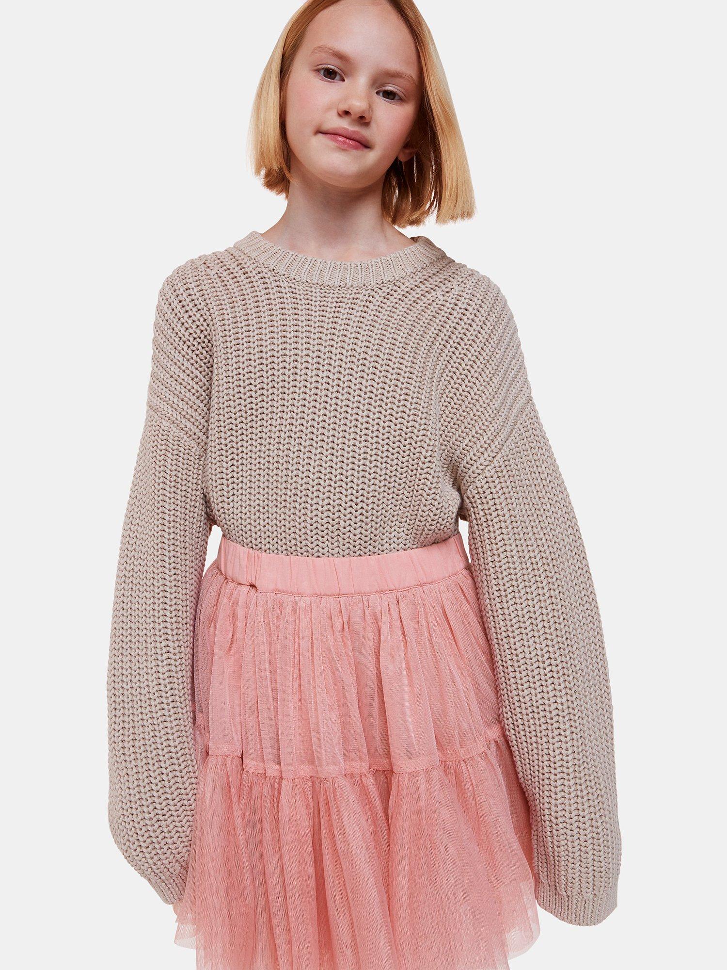 Product image 4 of 6, which shows Whistles Kids' Izzy Tulle Mini Skirt, Dusty Pink, 3-4 years