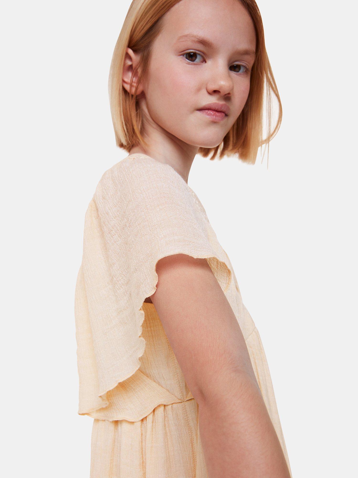 Product image 5 of 6, which shows Whistles Kids' Willa Smocked Dress, Neutral, 3-4 years