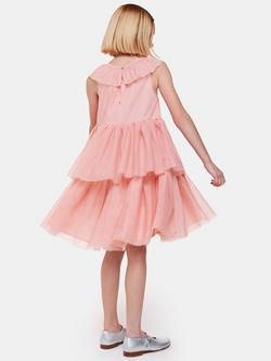 Whistles Kids' Tilda Tulle Frill Detail Dress, Dusty Pink - view 2, Dusty Pink