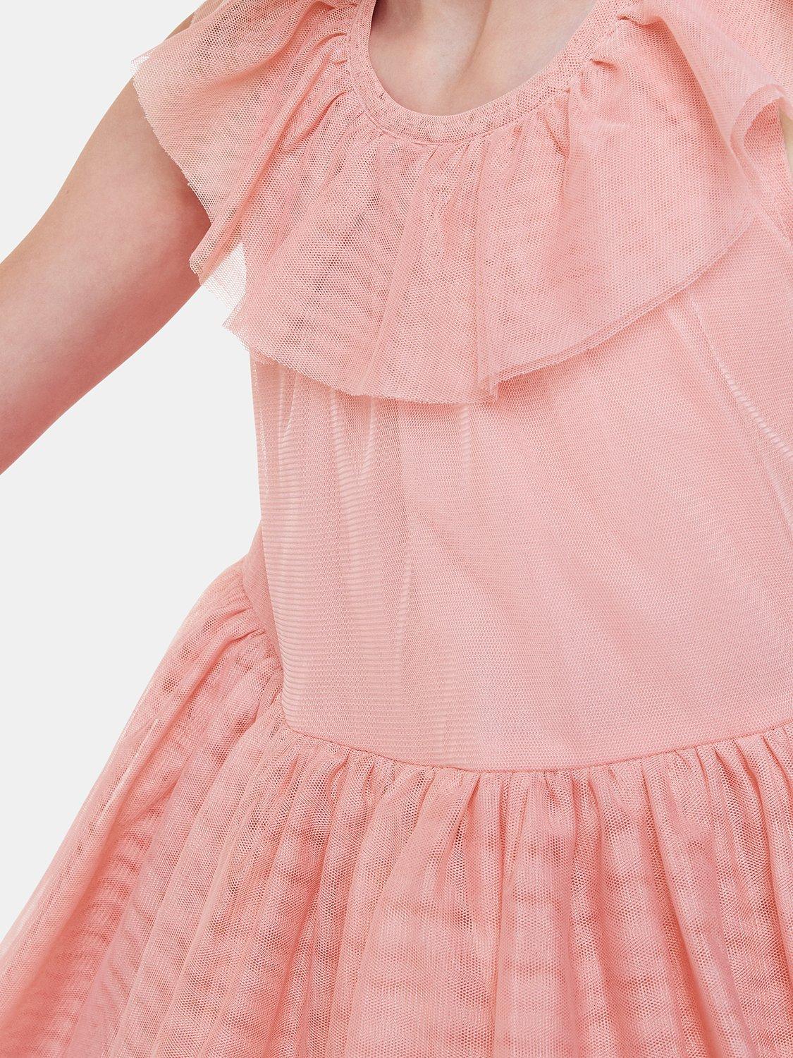 Product image 4 of 6, which shows Whistles Kids' Tilda Tulle Frill Detail Dress, Dusty Pink, 4-5 years
