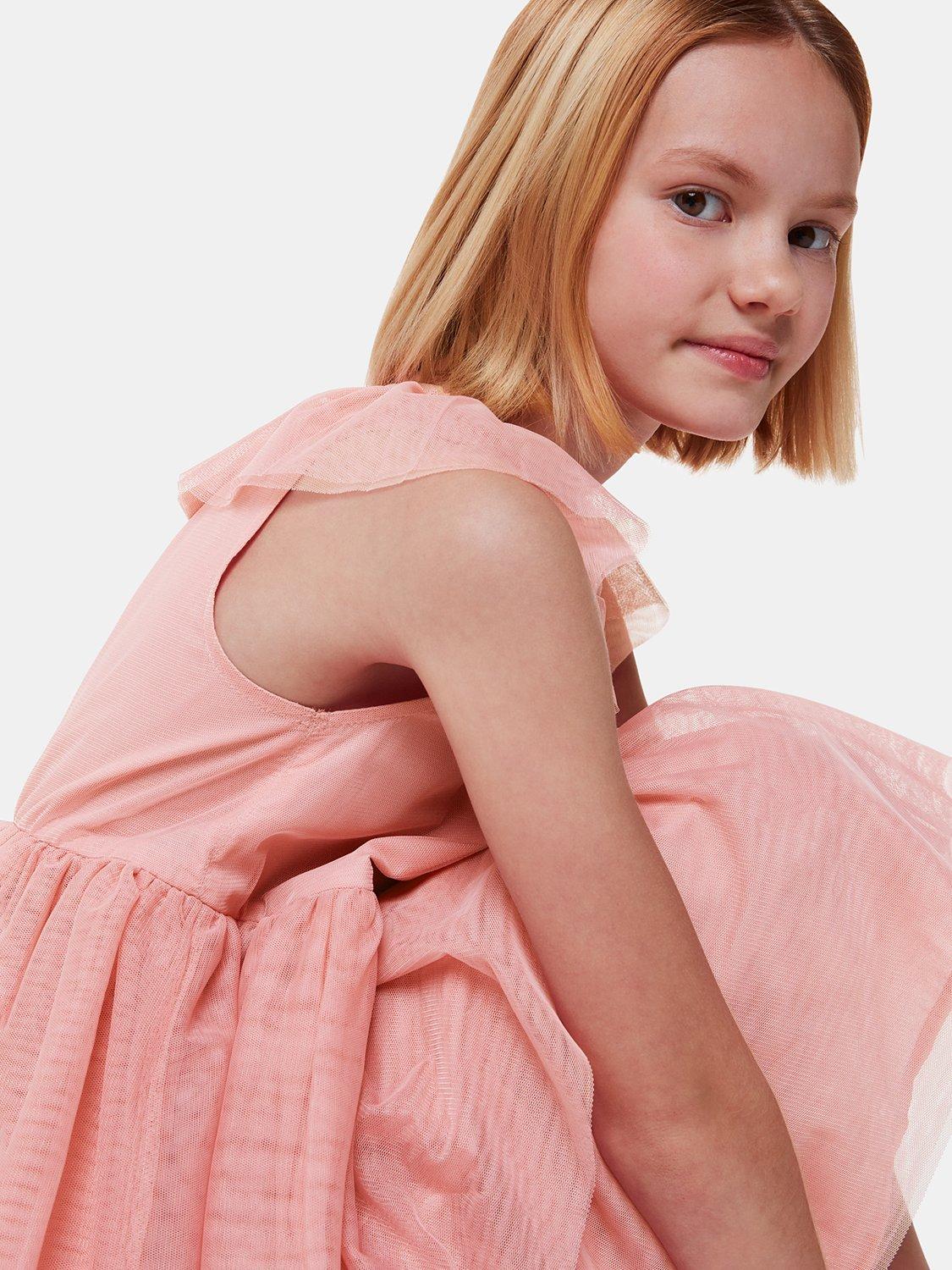 Product image 5 of 6, which shows Whistles Kids' Tilda Tulle Frill Detail Dress, Dusty Pink, 4-5 years