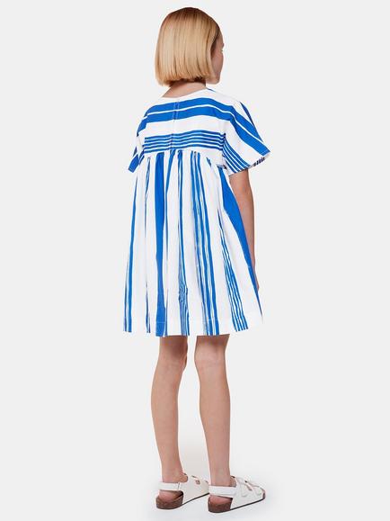Whistles Kids' Evelyn Stripe Dress, Blue/White - view 2, Blue/White