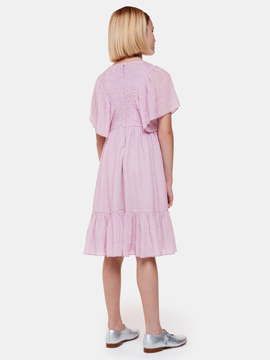 Product image 2 of 6, which shows Whistles Kids' Willa Smocked Dress, Lilac, 3-4 years