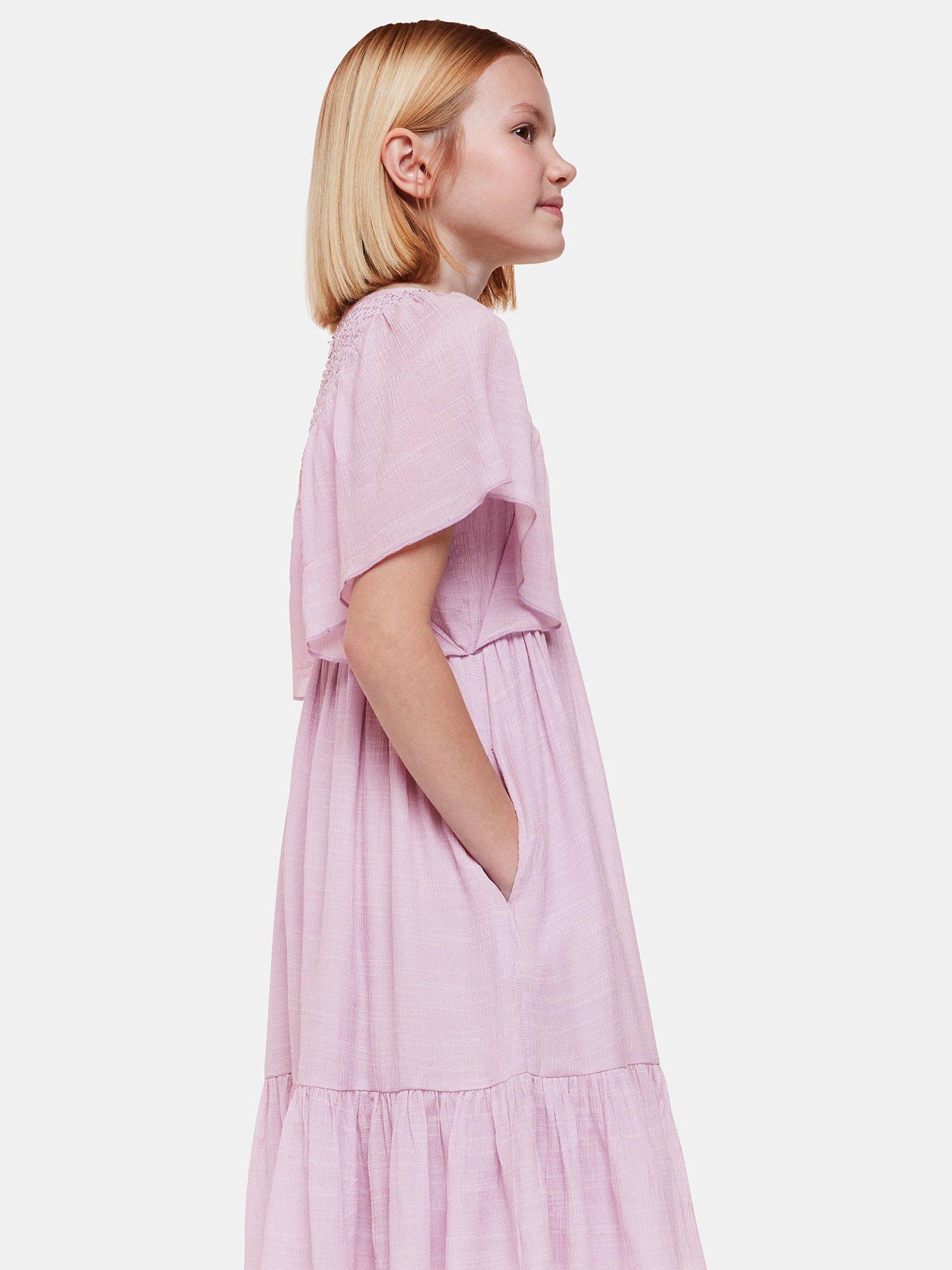 Product image 4 of 6, which shows Whistles Kids' Willa Smocked Dress, Lilac, 3-4 years