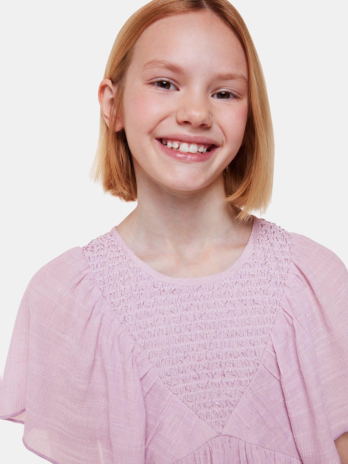 Product image 5 of 6, which shows Whistles Kids' Willa Smocked Dress, Lilac, 3-4 years