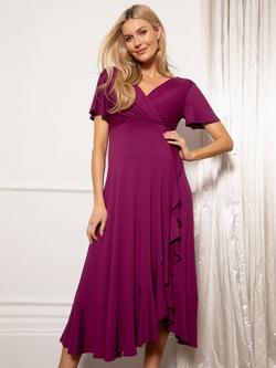 Tiffany Rose Maternity Waterfall Midi Dress, Plum Wine, Plum Wine