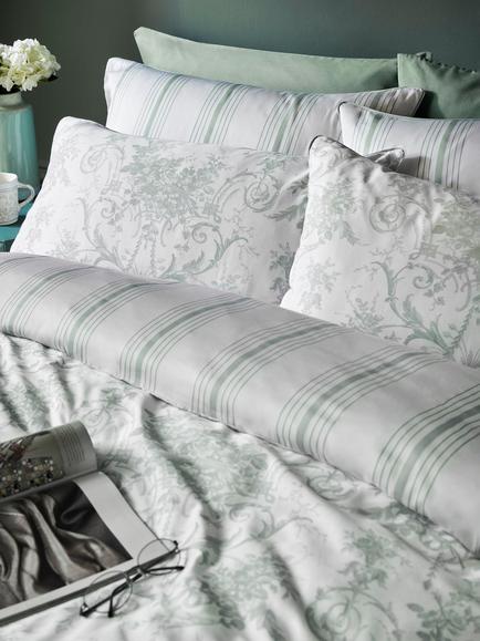 Laura Ashley Tuileries Reversible 200 Thread Count Cotton Duvet Cover Set - view 2, Sage