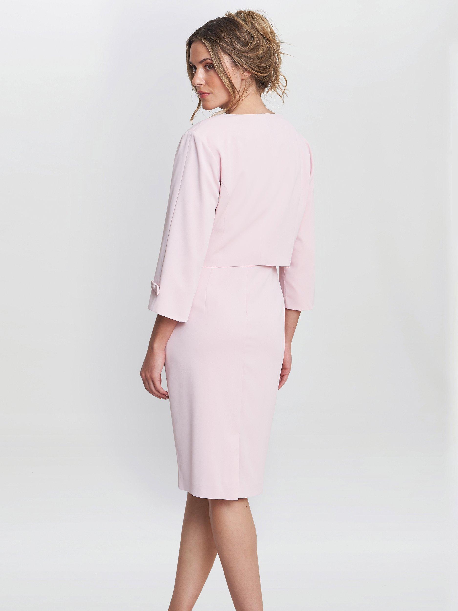 Product image 2 of 6, which shows Gina Bacconi Corinne Stretch Crepe Dress & Jacket, Potpourri Pink, 20