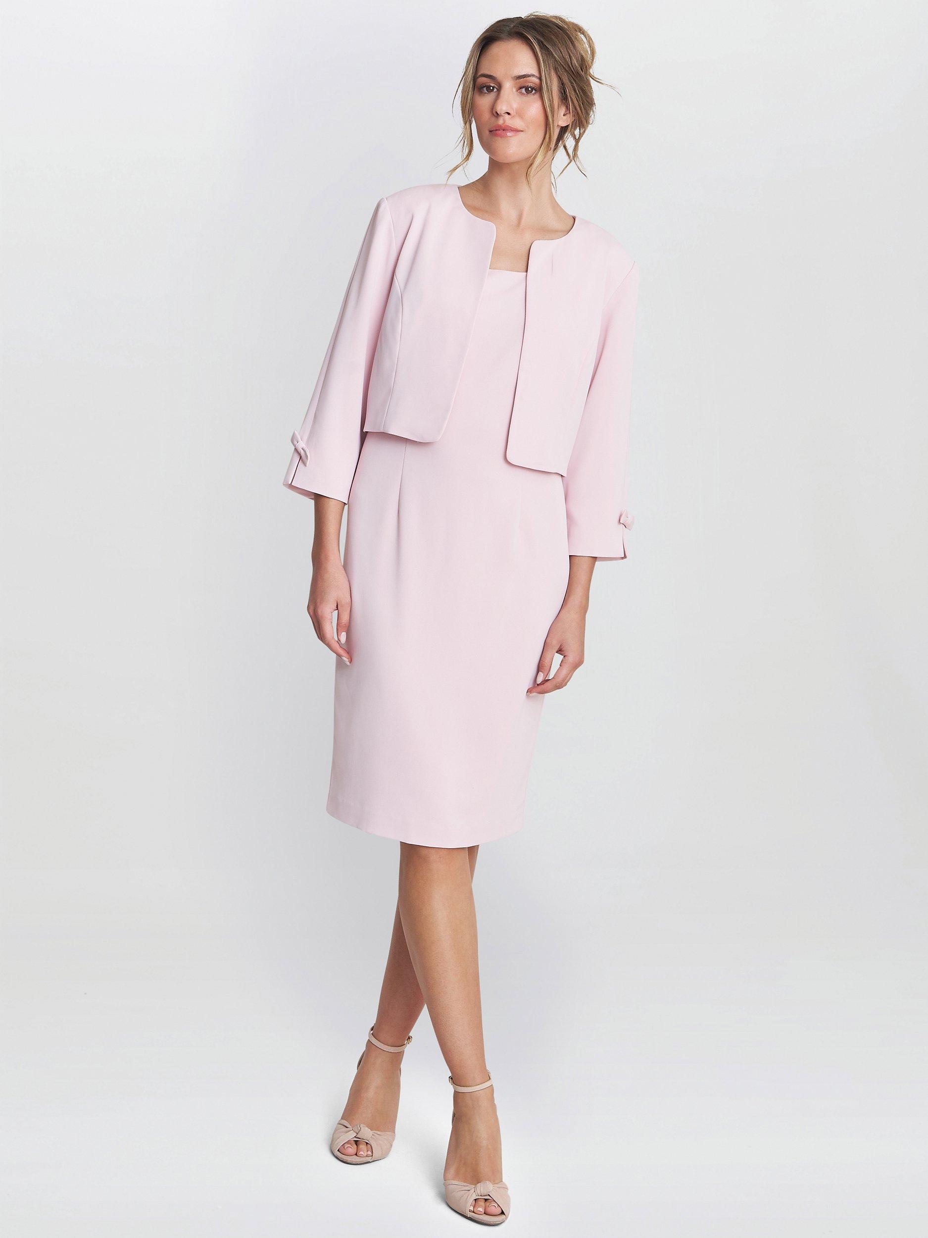 Product image 3 of 6, which shows Gina Bacconi Corinne Stretch Crepe Dress & Jacket, Potpourri Pink, 20