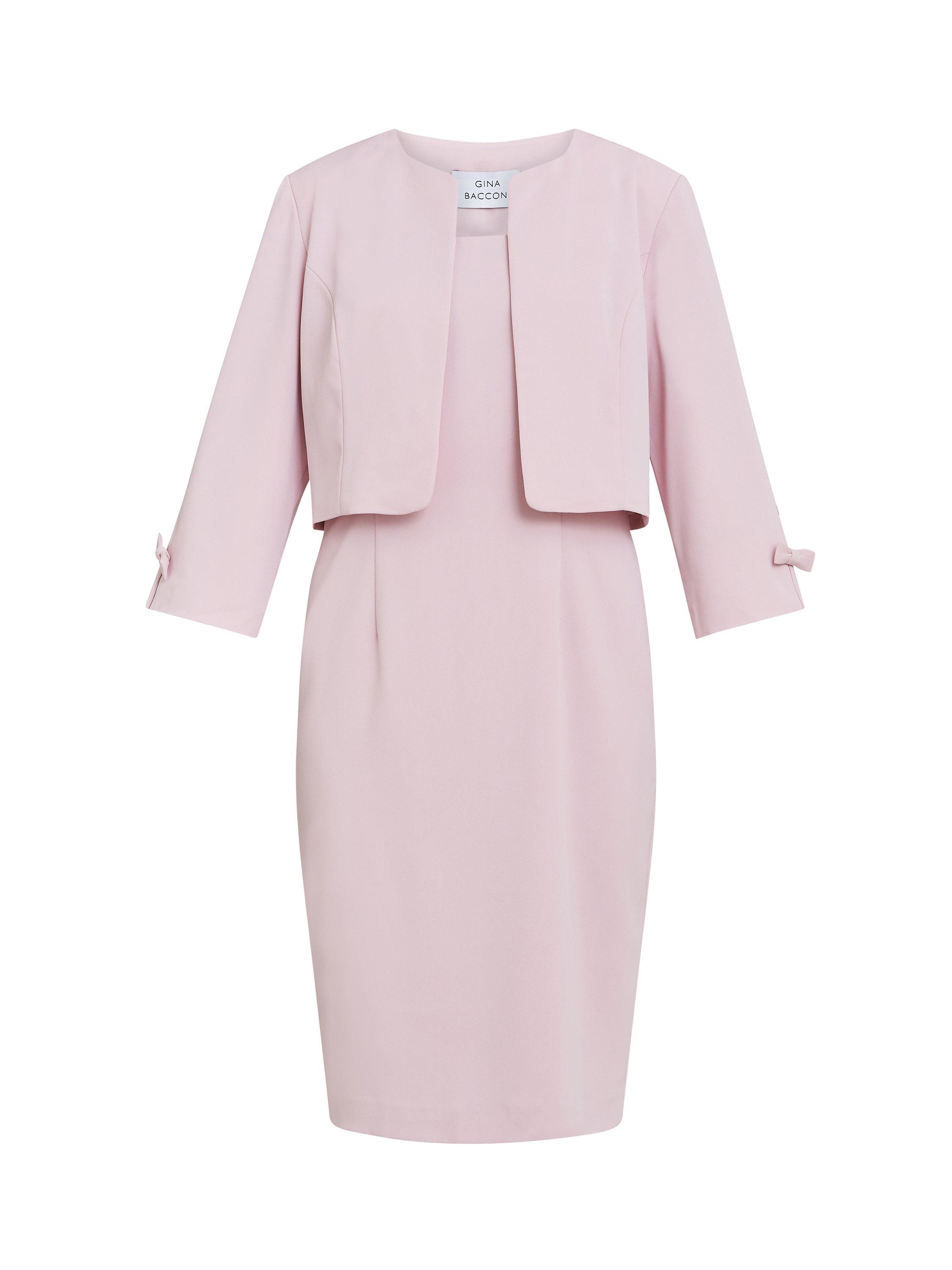 Product image 6 of 6, which shows Gina Bacconi Corinne Stretch Crepe Dress & Jacket, Potpourri Pink, 20