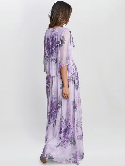 Gina Bacconi Caroline Overlay Sleeves Maxi Dress, Multi - view 2, Multi