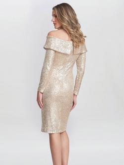 Gina Bacconi Anthea Off The Shoulder Sequin Knee Length Dress, Taupe - view 2, Taupe