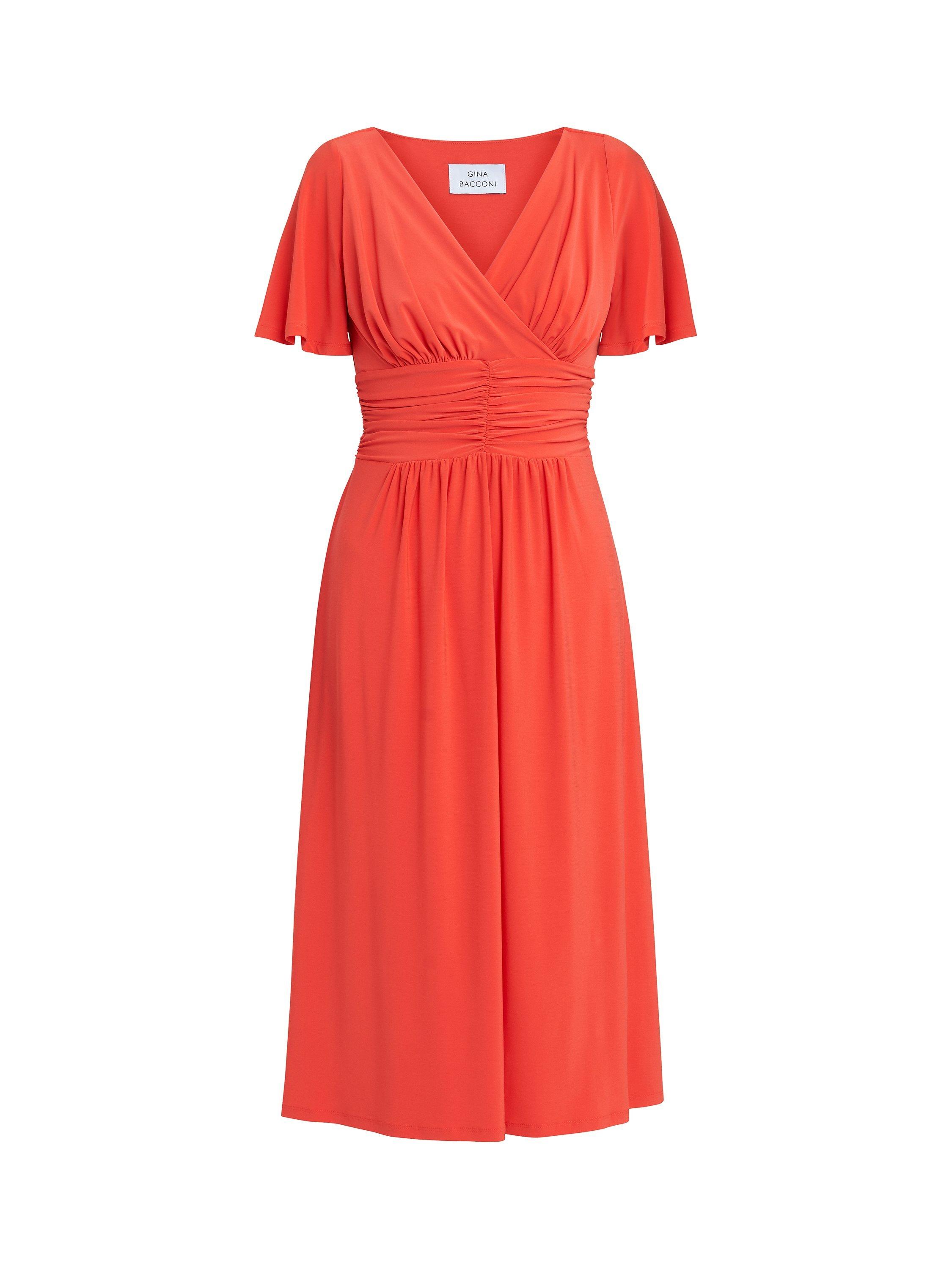 Product image 4 of 5, which shows Gina Bacconi Frieda Midi Jersey Dress, Orange, 10