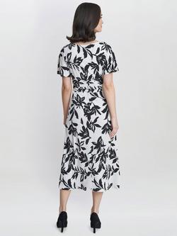 Gina Bacconi Gabriella Floral Midi Jersey Dress, Off White/Black - view 2, Off White/Black