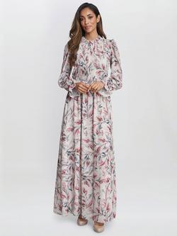 Gina Bacconi Thea Floral Maxi Dress, White/Multi, White/Multi