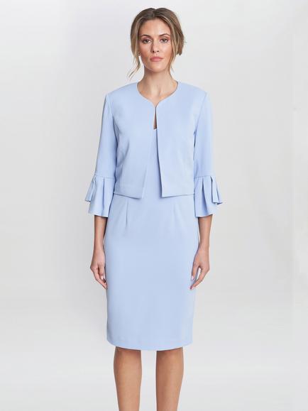 Gina Bacconi Melissa Stretch Crepe Dress & Jacket, Nordic Blue