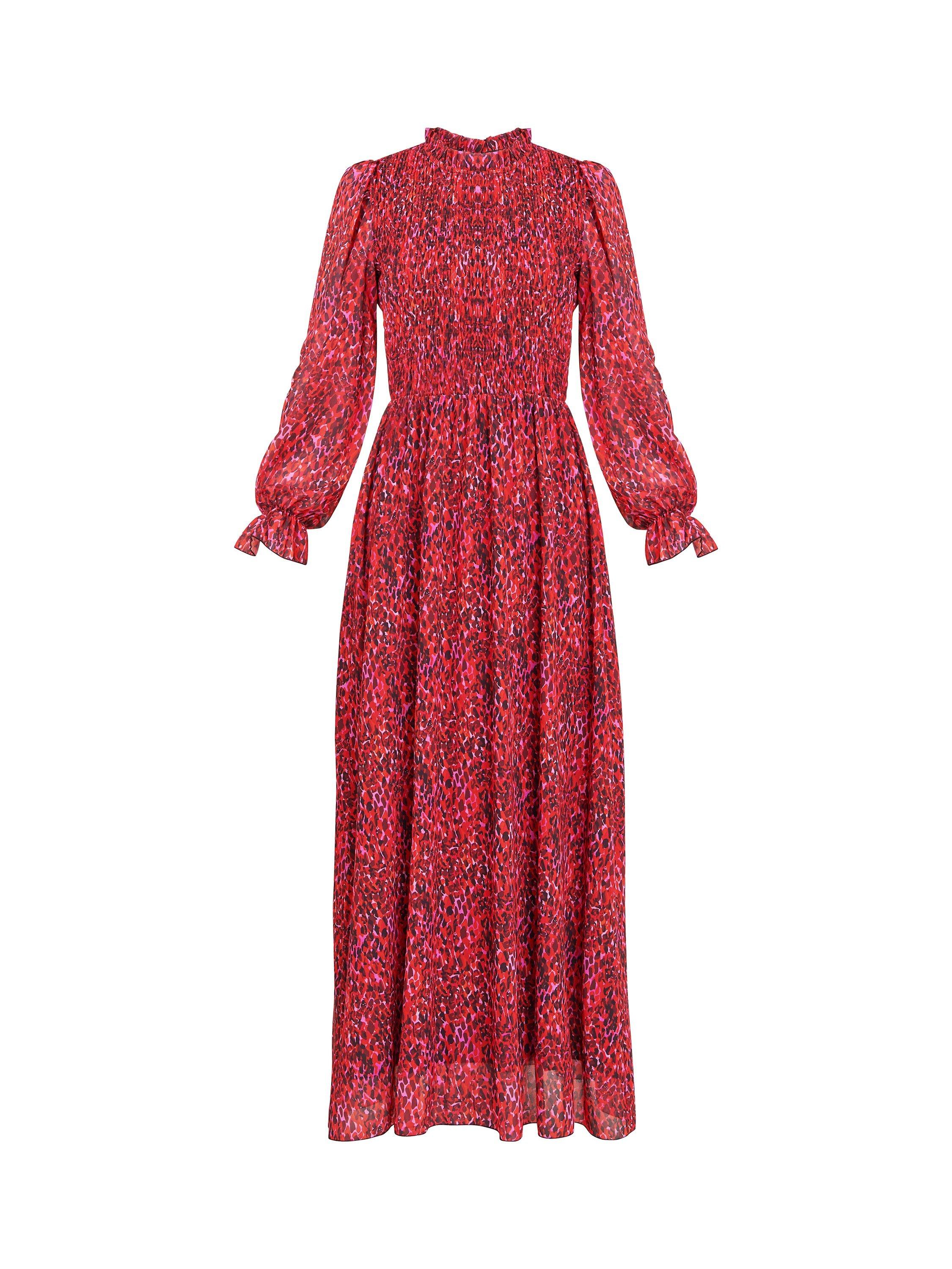 Product image 4 of 6, which shows Gina Bacconi Thea Abstract Print Maxi Dress, Red, S
