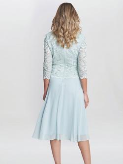 Gina Bacconi Rona Floral Lace Bodice Midi Dress - view 2, Mint