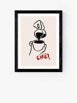 EAST END PRINTS SimplyExtraJordanary 'Cafe' Framed Print, Black Frame