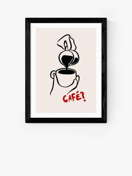 EAST END PRINTS SimplyExtraJordanary 'Cafe' Framed Print, Black Frame