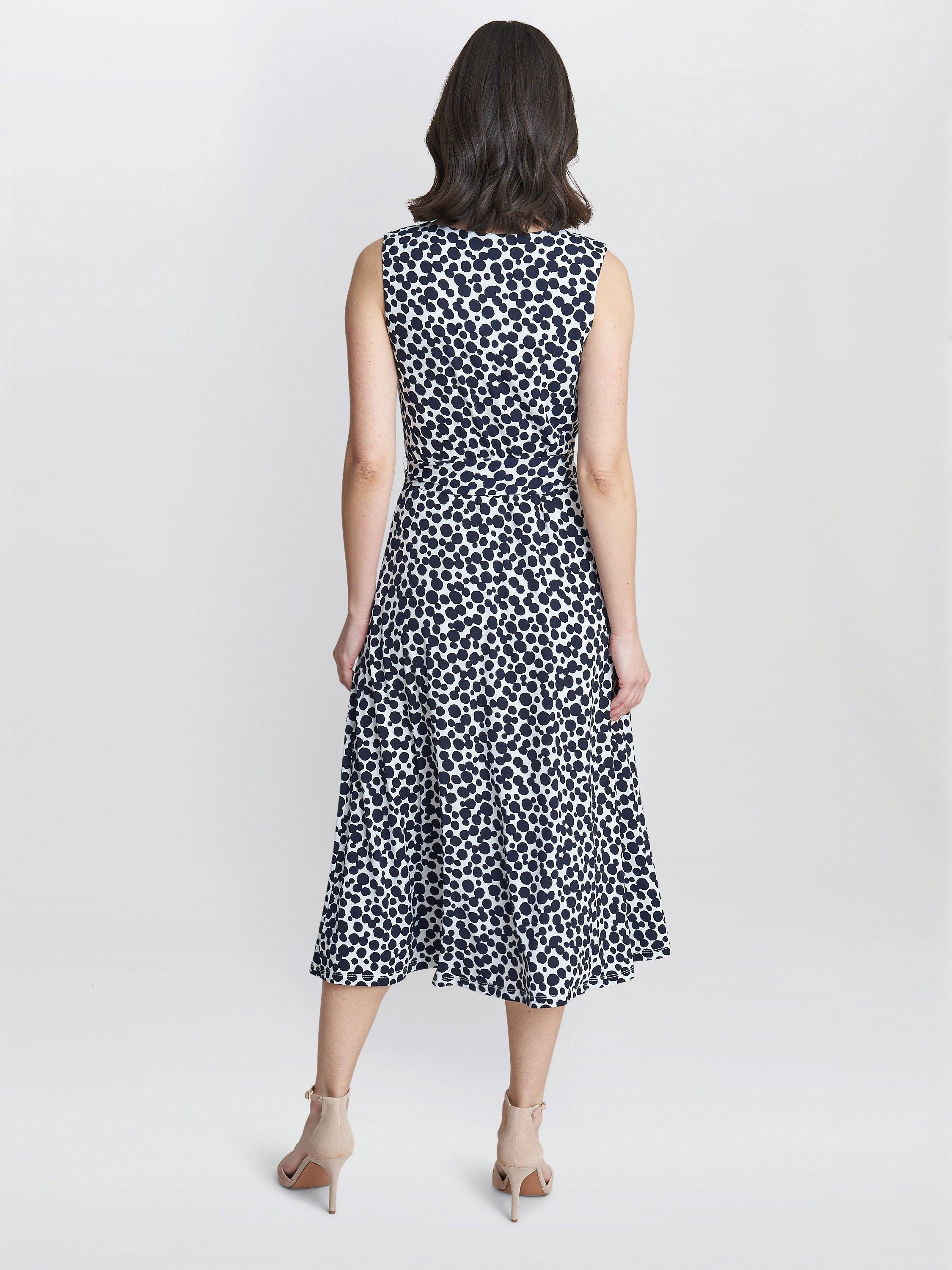 Product image 2 of 5, which shows Gina Bacconi Dolly Fit And Flare Jersey Dress, Navy/White, 10