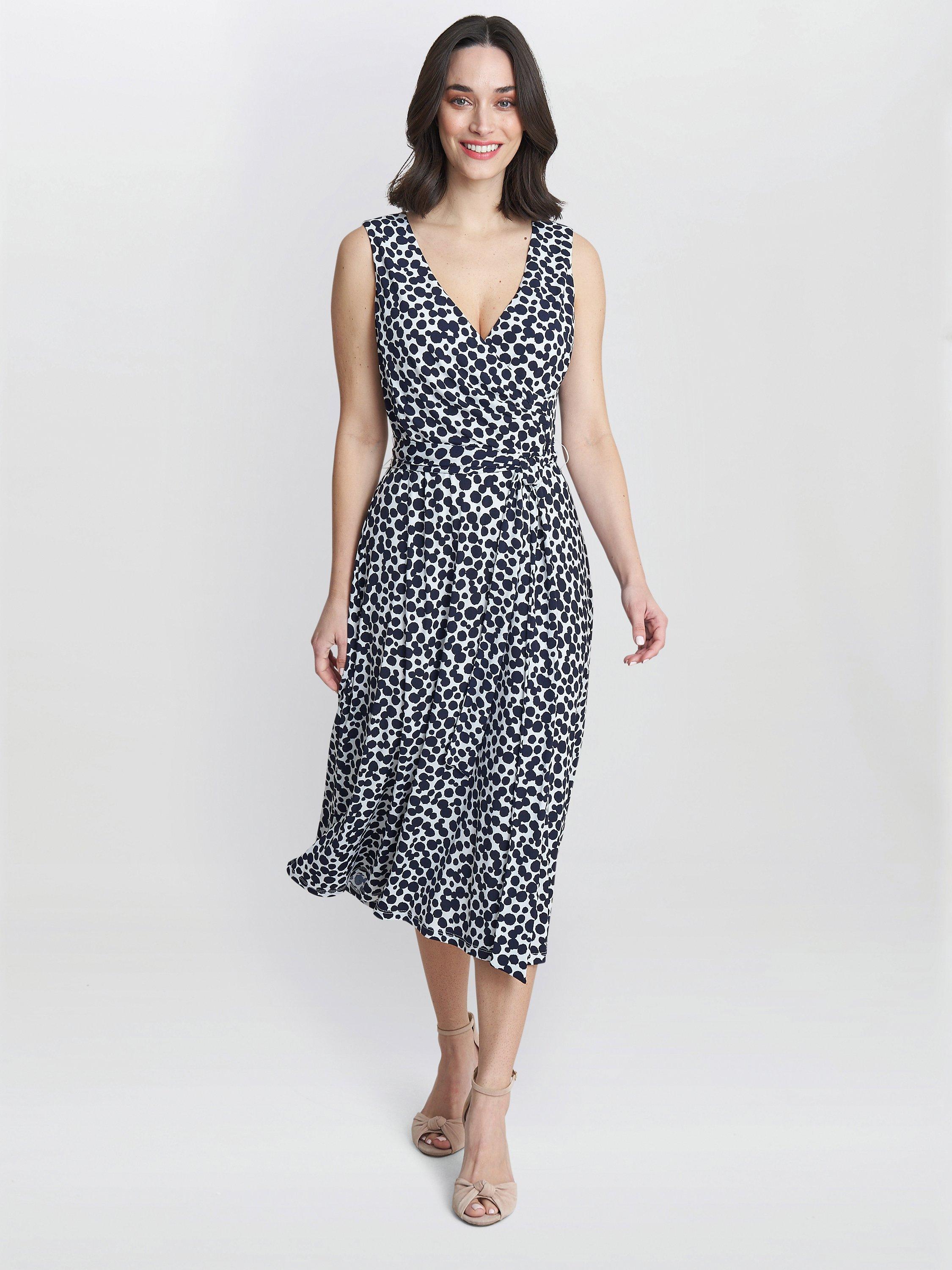 Product image 3 of 5, which shows Gina Bacconi Dolly Fit And Flare Jersey Dress, Navy/White, 10