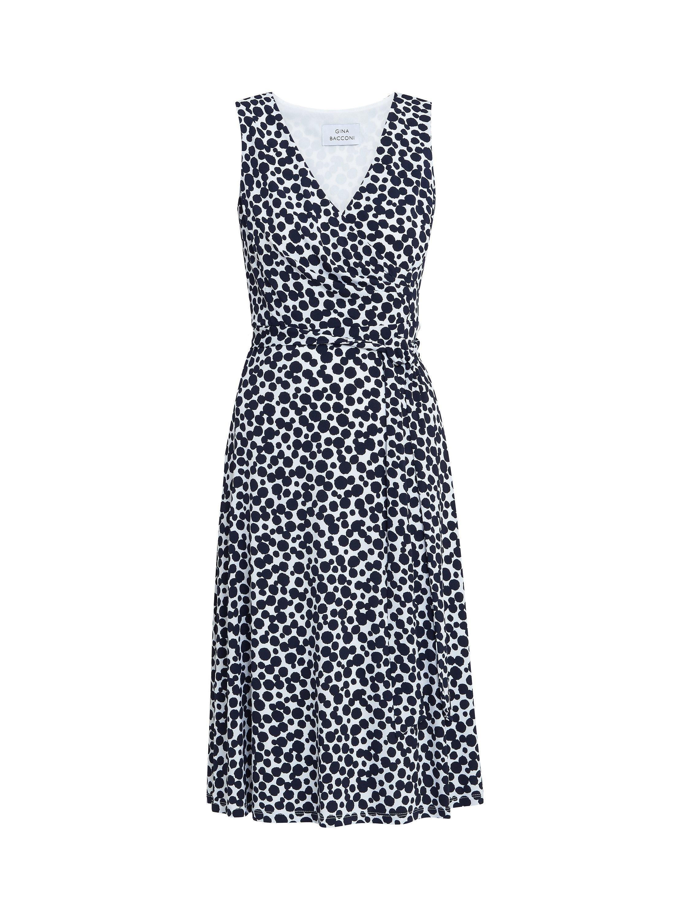 Product image 4 of 5, which shows Gina Bacconi Dolly Fit And Flare Jersey Dress, Navy/White, 10