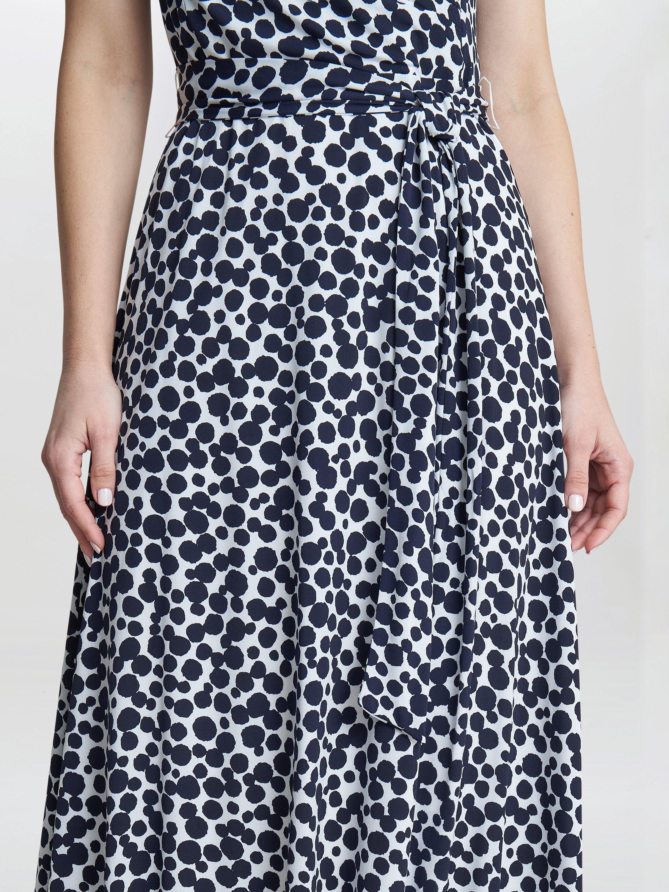 Product image 5 of 5, which shows Gina Bacconi Dolly Fit And Flare Jersey Dress, Navy/White, 10