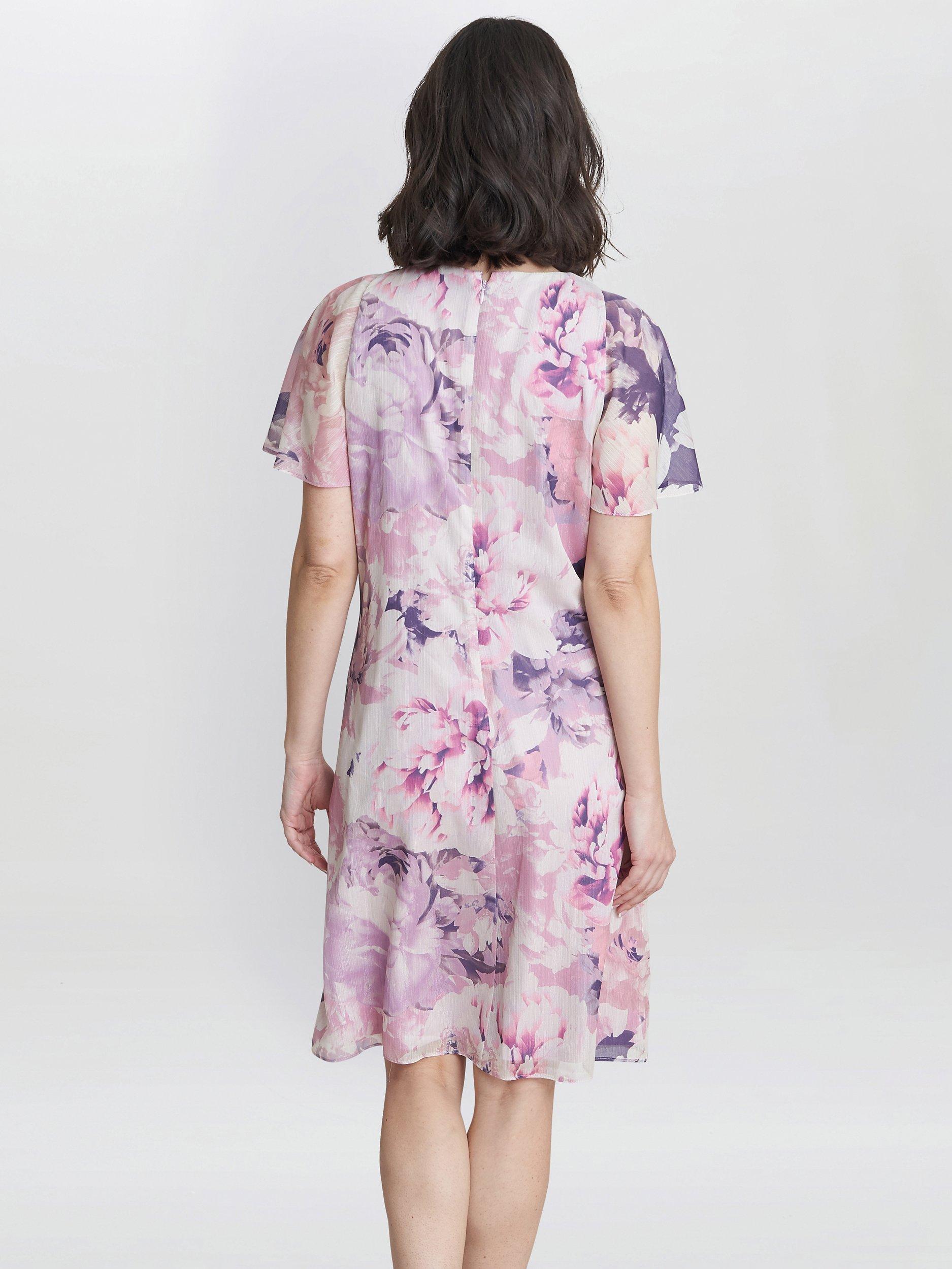 Product image 2 of 5, which shows Gina Bacconi Erika Embellished Knee Length Dress, Lilac/Multi, 10