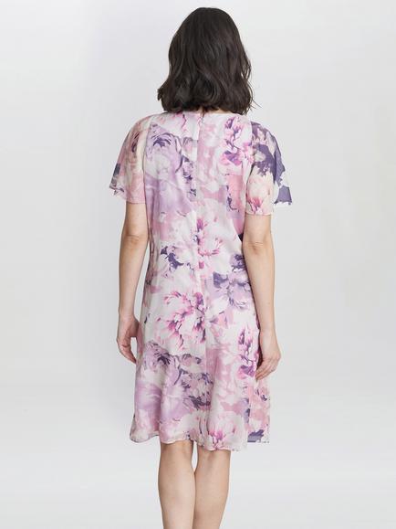Gina Bacconi Erika Embellished Knee Length Dress, Lilac/Multi - view 2, Lilac/Multi