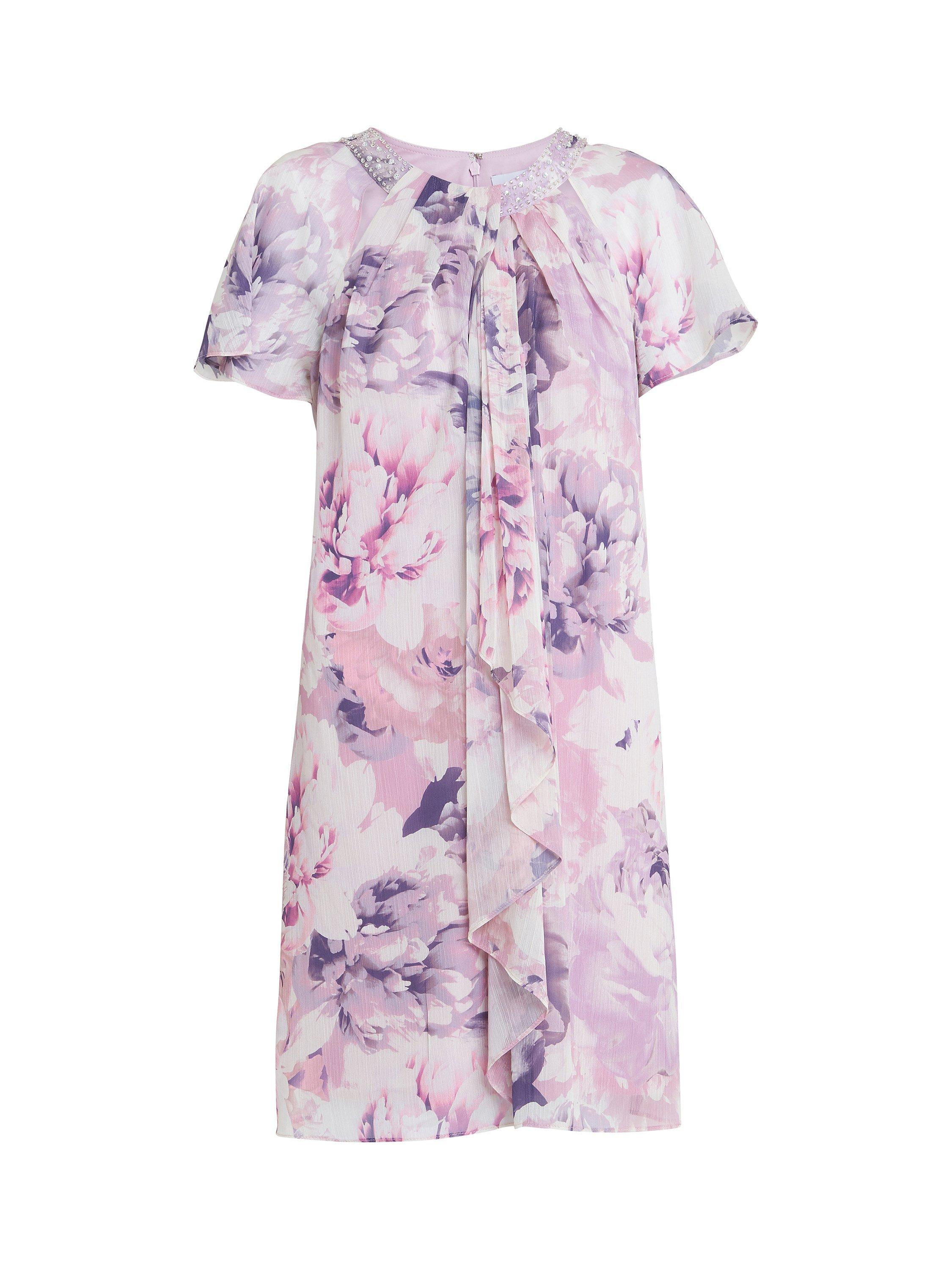 Product image 4 of 5, which shows Gina Bacconi Erika Embellished Knee Length Dress, Lilac/Multi, 10