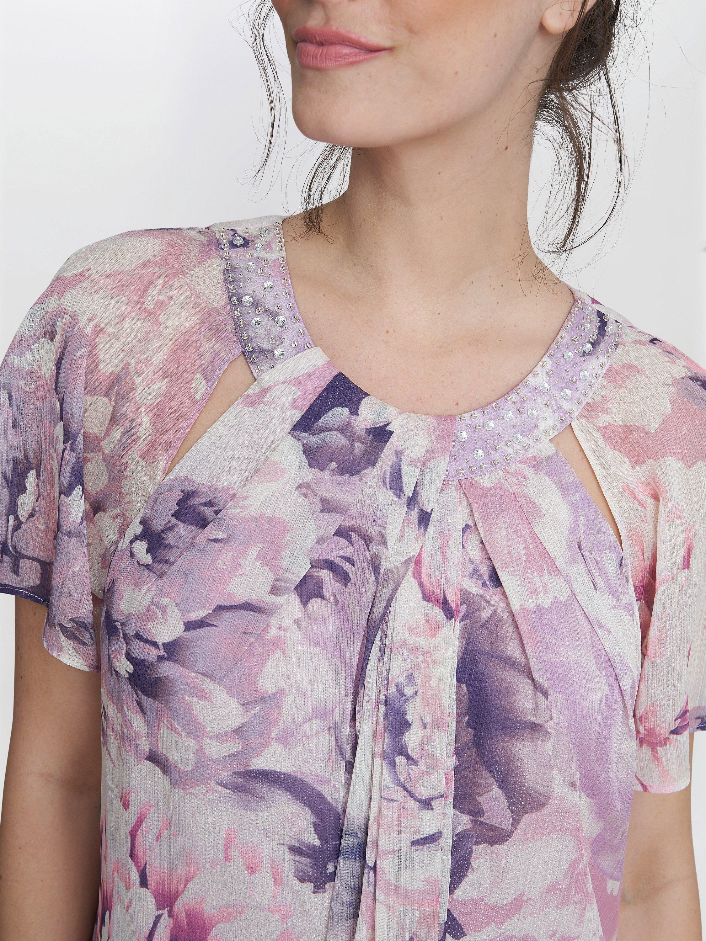 Product image 5 of 5, which shows Gina Bacconi Erika Embellished Knee Length Dress, Lilac/Multi, 10