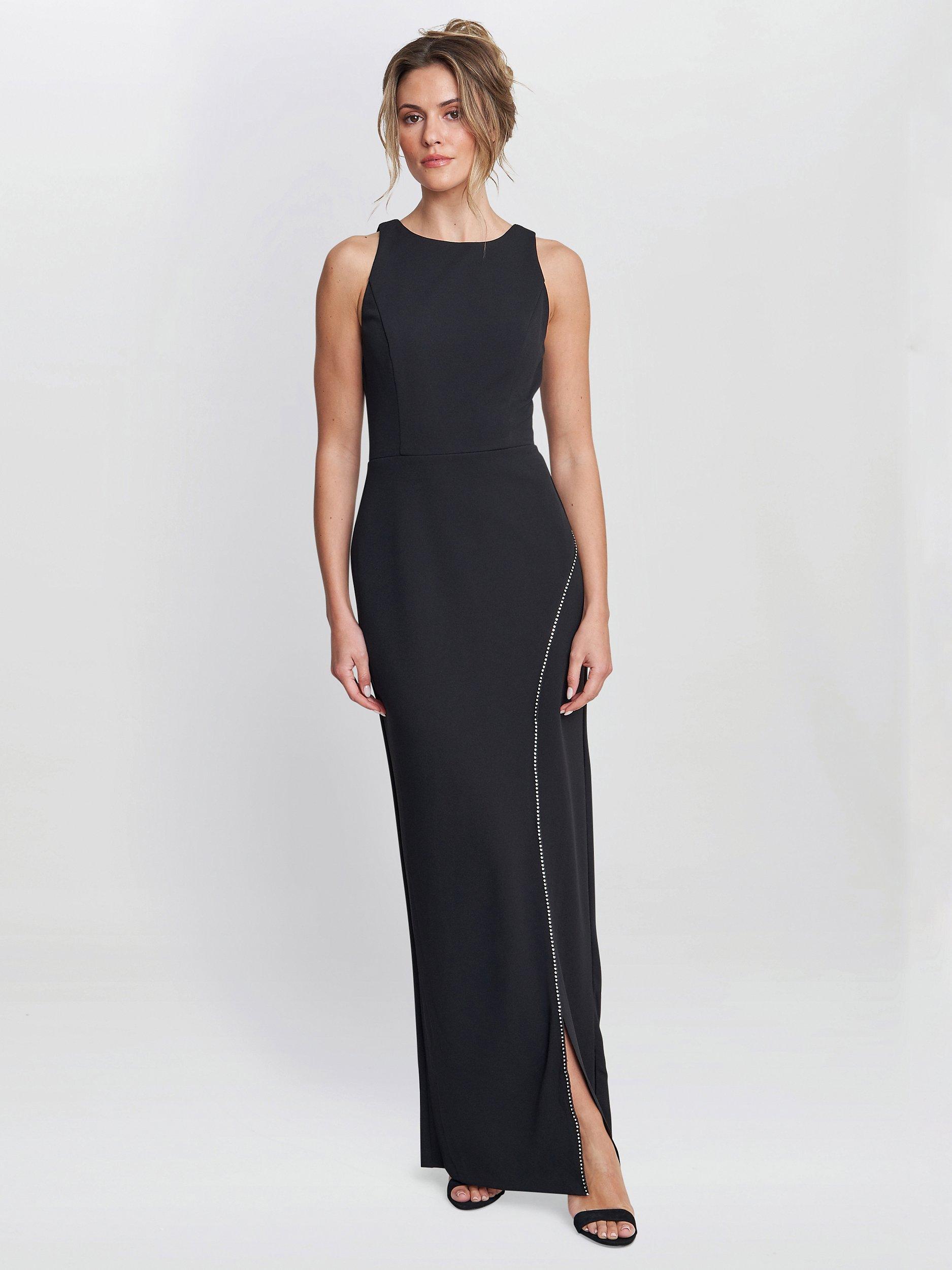 Product image 3 of 6, which shows Gina Bacconi Esmeralda Sleeveless Column Maxi Dress, Black, 20
