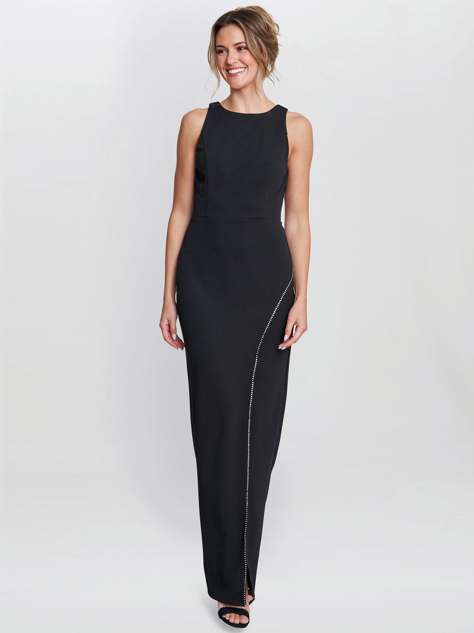 Product image 6 of 6, which shows Gina Bacconi Esmeralda Sleeveless Column Maxi Dress, Black, 20