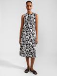 Hobbs Marylise Seashell Print Jersey Midi Dress, Navy/Ivory