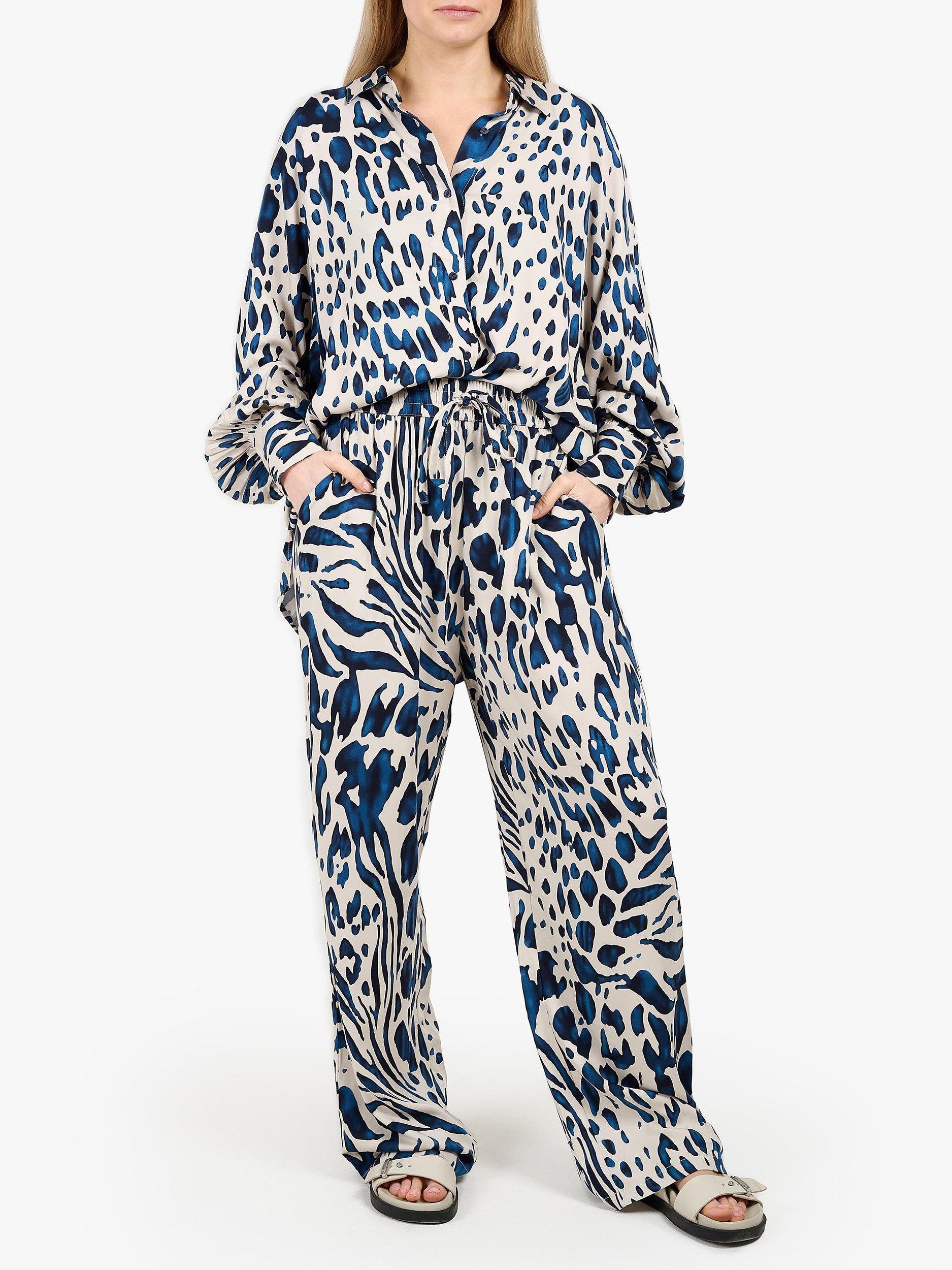 Tutti & Co Praise Abstract Print Oversized Shirt, Blue/Multi