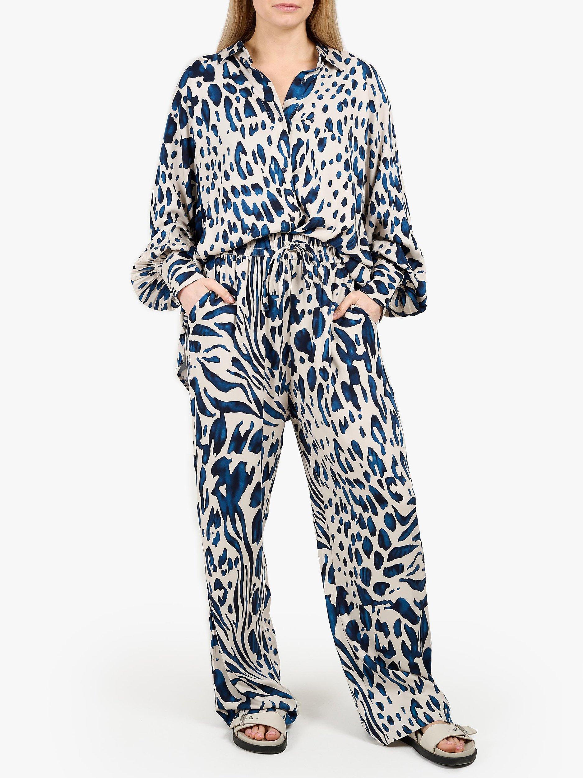 Tutti & Co Praise Abstract Print Wide Leg Trousers, Blue/Multi