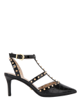 Carvela Samba Croc Effect Studded Open Back Court Shoes, Black