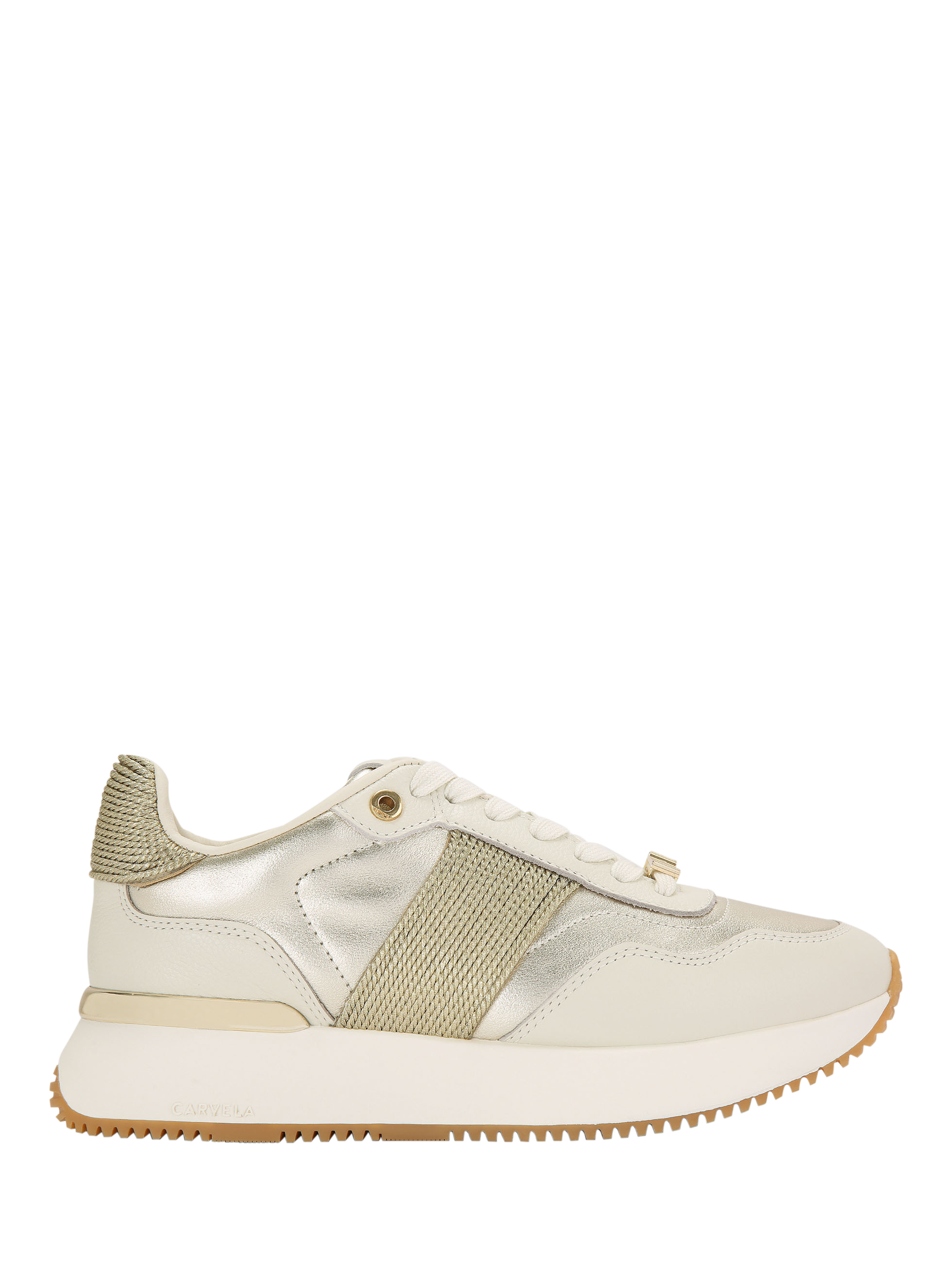 Carvela Flare Gala Leather Trainers, Gold