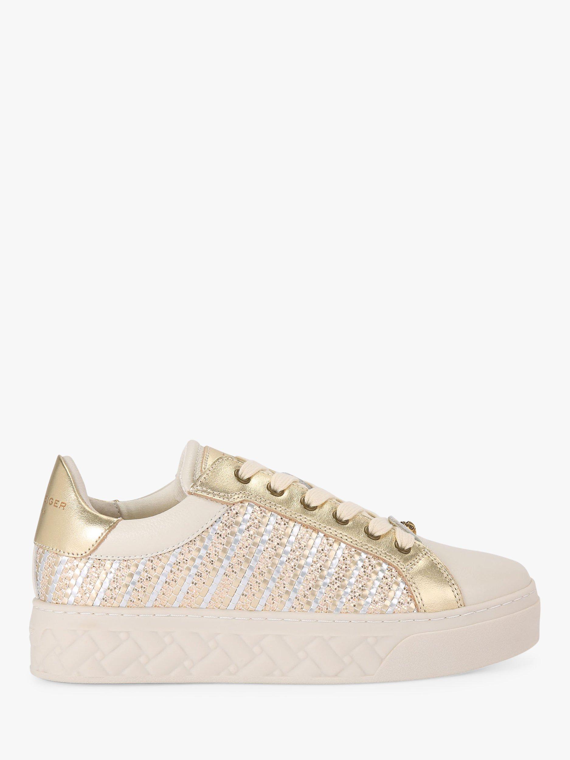 Kurt Geiger London Kensington Stripe Cupsole Trainers, Gold