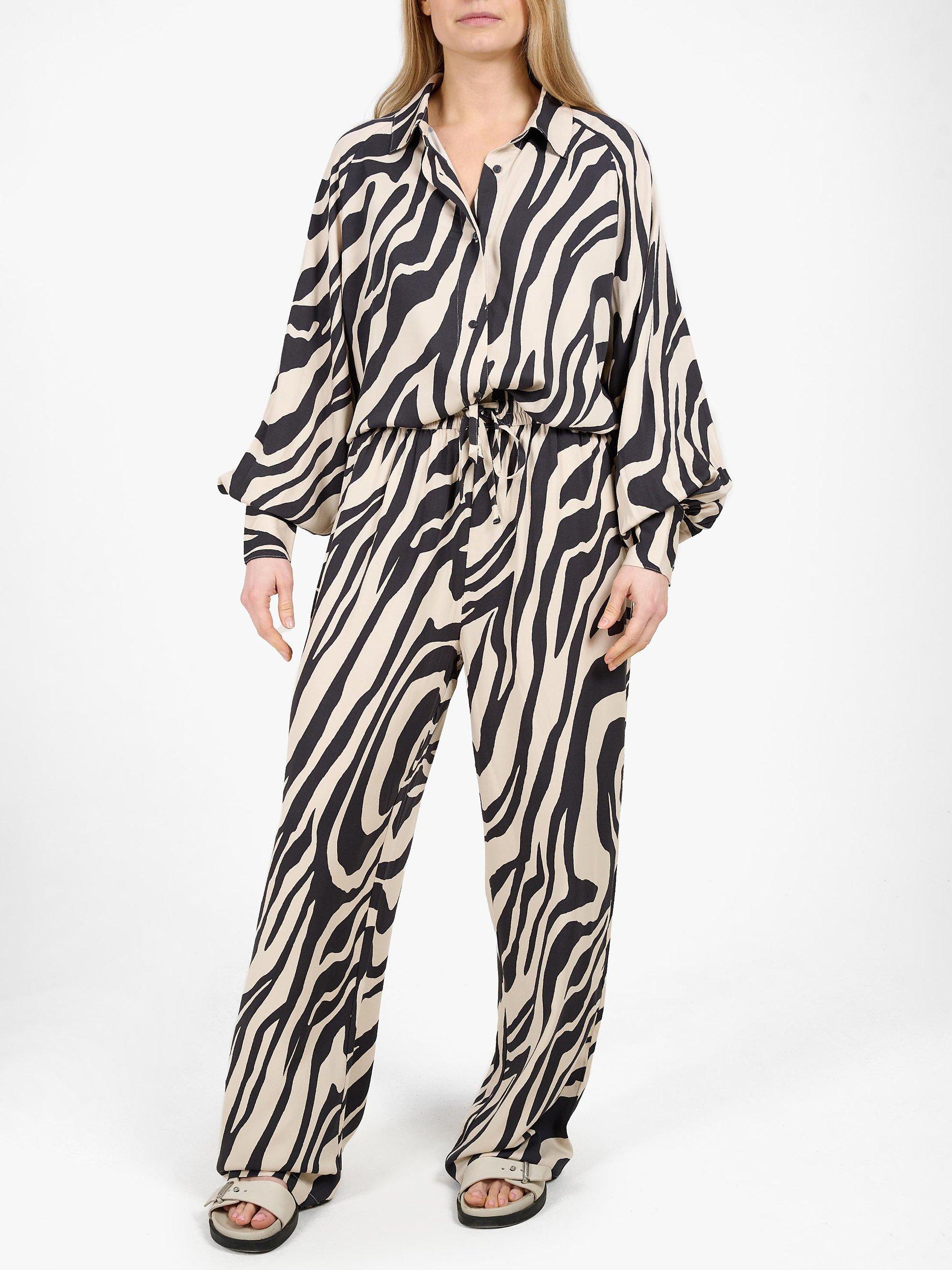 Tutti & Co Adorn Abstract Print Wide Leg Trousers, Black/Stone