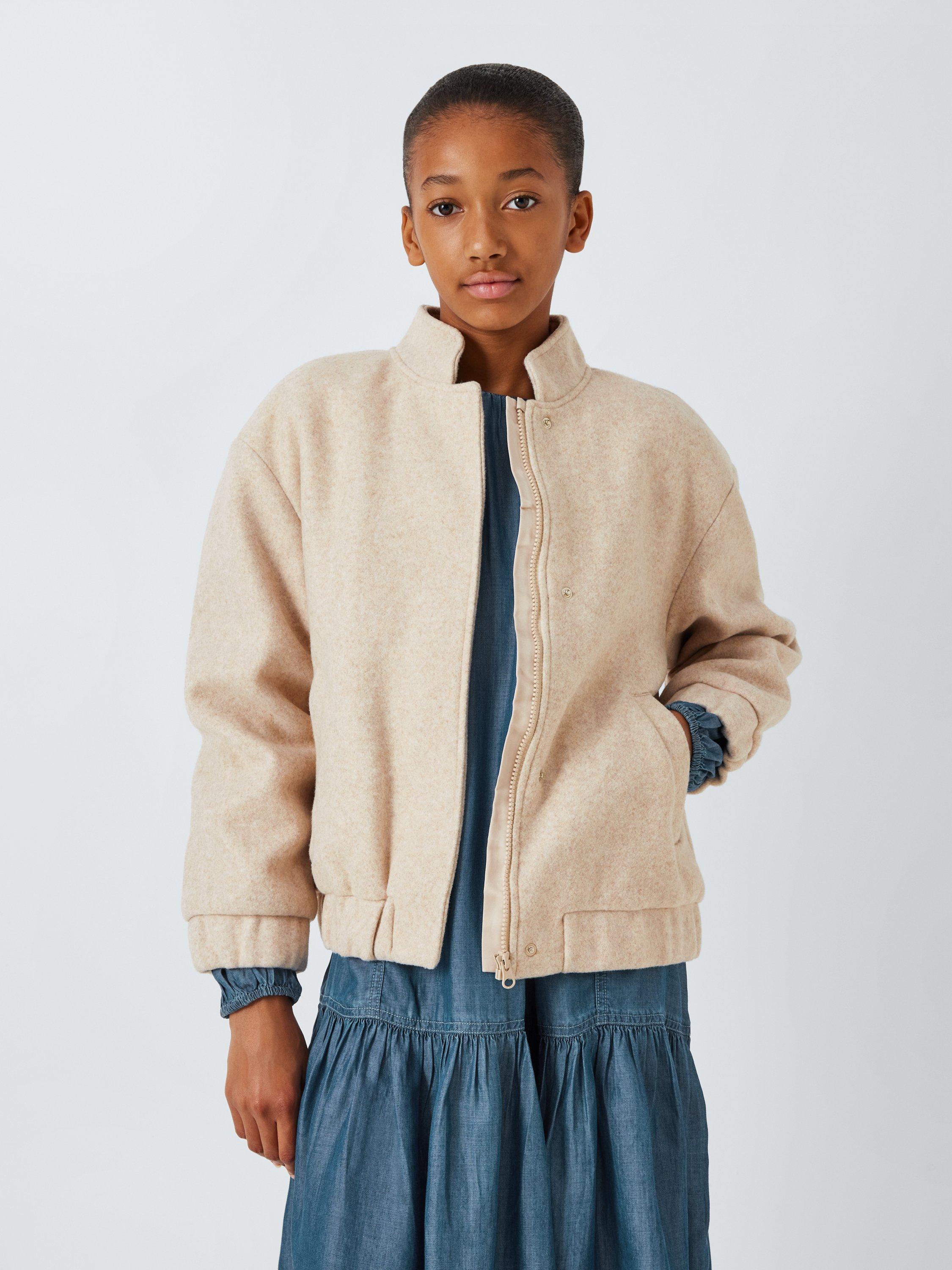 Product image 1 of 7, which shows John Lewis Kids' Formal Bomber Jacket, Oatmeal, 9 years