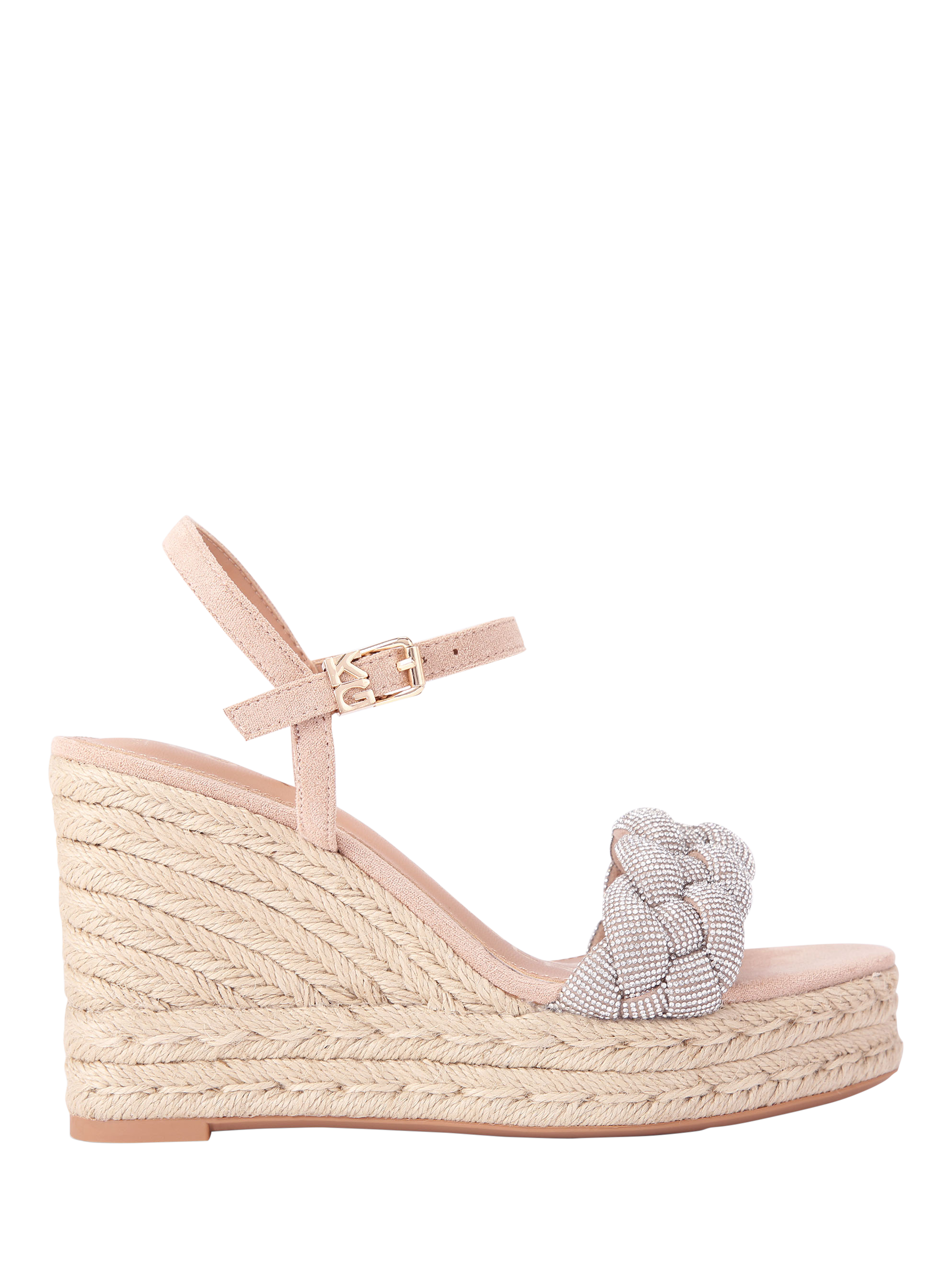 KG Kurt Geiger Sadie Embellished Strap Wedge Sandals, Blush
