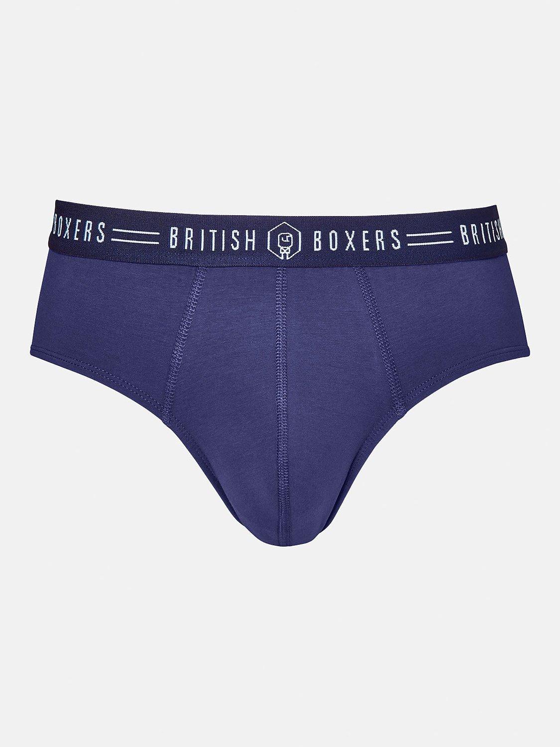 Product image 3 of 4, which shows British Boxers Cotton Briefs, Pack of 3, Rio Red/Navy/Evergreen, S