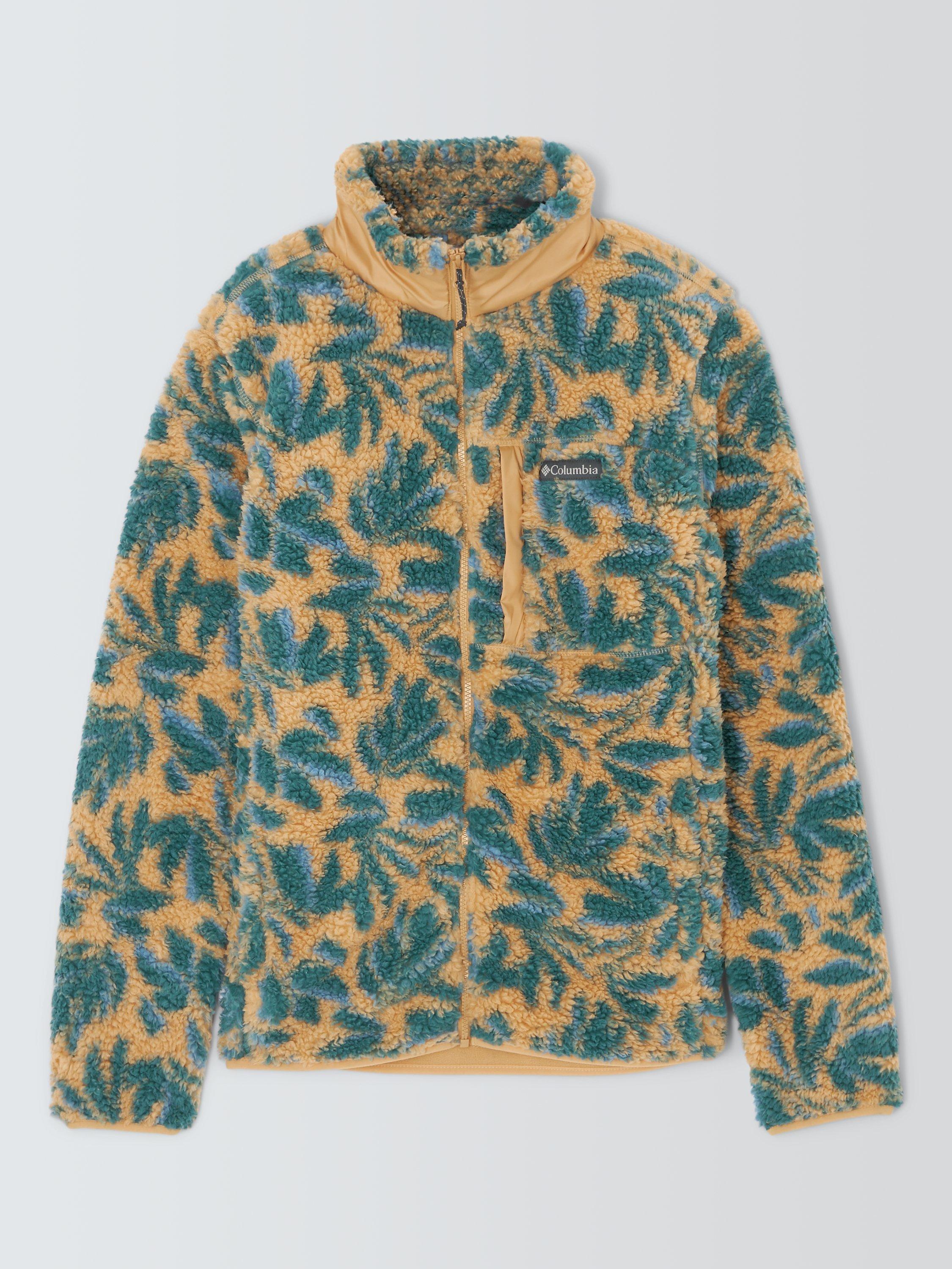 Columbia Winter Pass Printed Zip Fleece, Camel/Green