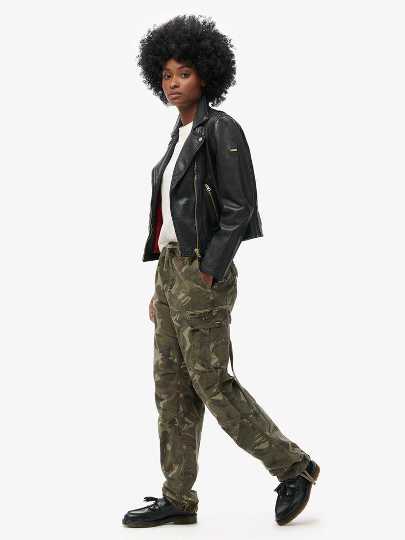 Product image 3 of 7, which shows Superdry Low Rise Parachute Cargo Trousers, Outline Camo, W28/L33