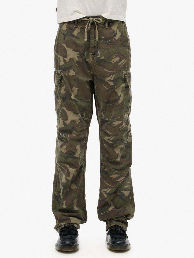 Product image 2 of 7, which shows Superdry Low Rise Parachute Cargo Trousers, Outline Camo, W28/L33
